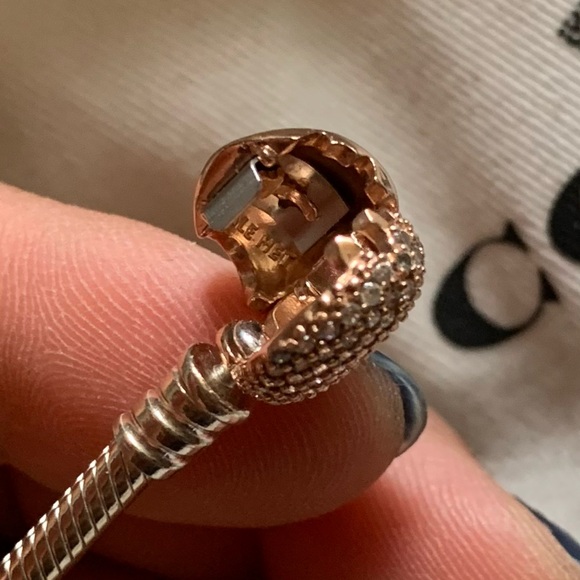 Pandora Rose Gold Pave Heart Clasp Bracelet w/ Super Mario Bros. Themed Charms. - Picture 10 of 14